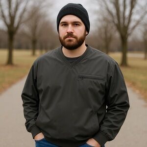 Roundtree & Yorke Black V-Neck Pullover Performance Jacket XL